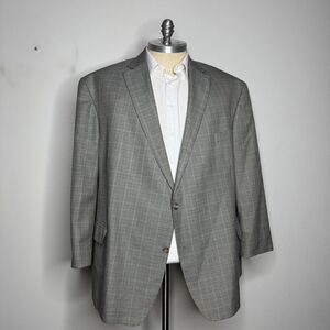 Oak Hill Sport Coat Blazer 4XL 58R 60R Mens Gray Check Big & Tall Wool